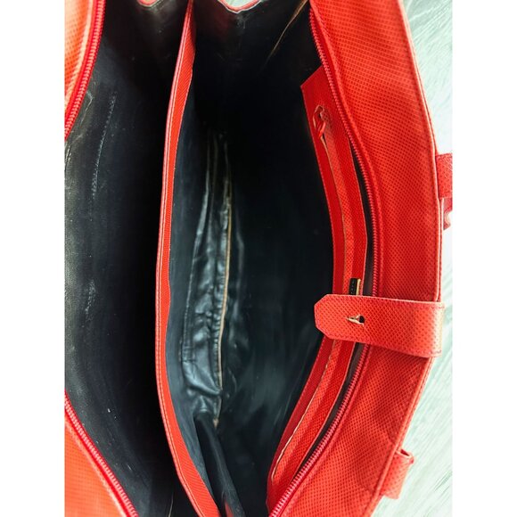 Bottega Veneta Red Leather Document Tote Shoulder Bag w Black Interior - Picture 14 of 16